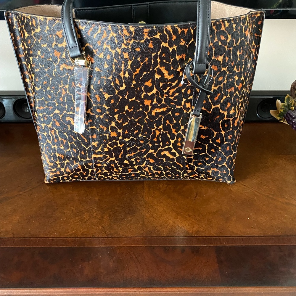 Antonio Melani Elle Cheetah Calf Hair Large Leather Tote NWT